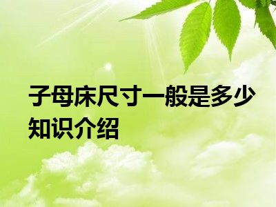 子母床尺寸一般是多少知识介绍