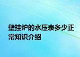 壁挂炉的水压表多少正常知识介绍
