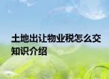 土地出让物业税怎么交知识介绍