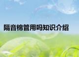 隔音棉管用吗知识介绍