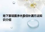 地下室墙面渗水最佳补漏方法知识介绍
