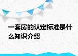 一套房的认定标准是什么知识介绍