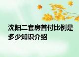 沈阳二套房首付比例是多少知识介绍