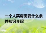 一个人买房需要什么条件知识介绍