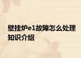 壁挂炉e1故障怎么处理知识介绍