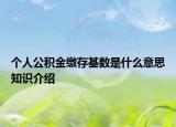 个人公积金缴存基数是什么意思知识介绍