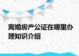 离婚房产公证在哪里办理知识介绍