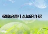 保障房是什么知识介绍
