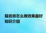 隔音房怎么做效果最好知识介绍