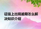 征信上出现逾期怎么解决知识介绍