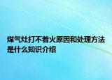 煤气灶打不着火原因和处理方法是什么知识介绍
