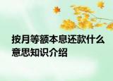 按月等额本息还款什么意思知识介绍