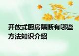 开放式厨房隔断有哪些方法知识介绍