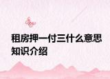 租房押一付三什么意思知识介绍