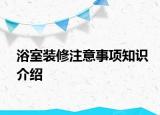 浴室装修注意事项知识介绍