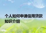 个人如何申请信用贷款知识介绍