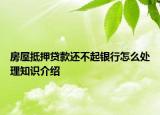 房屋抵押贷款还不起银行怎么处理知识介绍