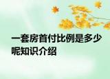 一套房首付比例是多少呢知识介绍