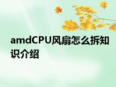 amdCPU风扇怎么拆知识介绍