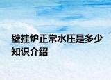 壁挂炉正常水压是多少知识介绍