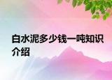 白水泥多少钱一吨知识介绍