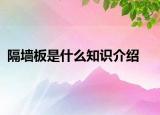 隔墙板是什么知识介绍