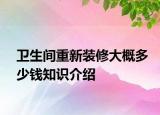 卫生间重新装修大概多少钱知识介绍
