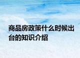 商品房政策什么时候出台的知识介绍