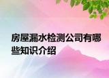 房屋漏水检测公司有哪些知识介绍