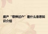 房产“带押过户”是什么意思知识介绍