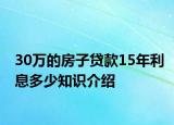 30万的房子贷款15年利息多少知识介绍