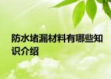 防水堵漏材料有哪些知识介绍