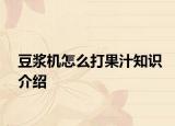豆浆机怎么打果汁知识介绍