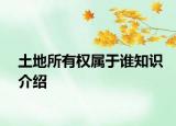 土地所有权属于谁知识介绍