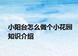 小阳台怎么做个小花园知识介绍