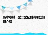 防水卷材一型二型区别有哪些知识介绍