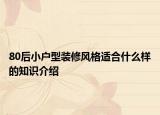 80后小户型装修风格适合什么样的知识介绍