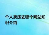 个人卖房去哪个网站知识介绍