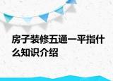 房子装修五通一平指什么知识介绍