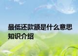最低还款额是什么意思知识介绍