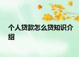个人贷款怎么贷知识介绍