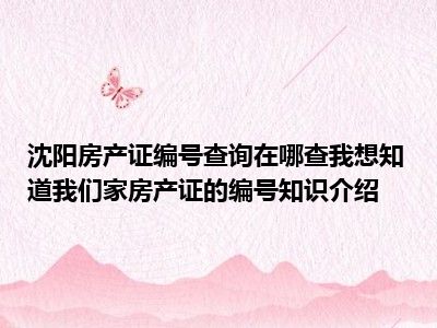 沈阳房产证编号查询在哪查我想知道我们家房产证的编号知识介绍