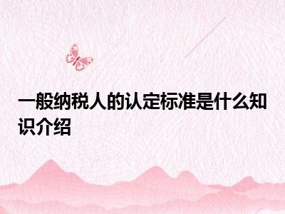 一般纳税人的认定标准是什么知识介绍