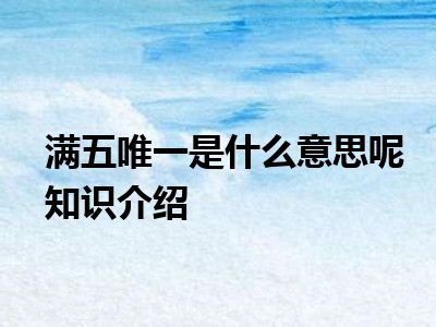 满五唯一是什么意思呢知识介绍