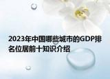 2023年中国哪些城市的GDP排名位居前十知识介绍