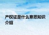 产权证是什么意思知识介绍