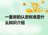 一套房的认定标准是什么知识介绍