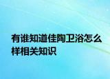 有谁知道佳陶卫浴怎么样相关知识