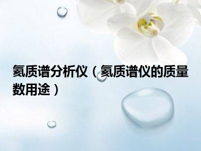 氦质谱分析仪（氦质谱仪的质量数用途）