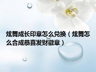 炫舞成长印章怎么兑换（炫舞怎么合成恭喜发财徽章）